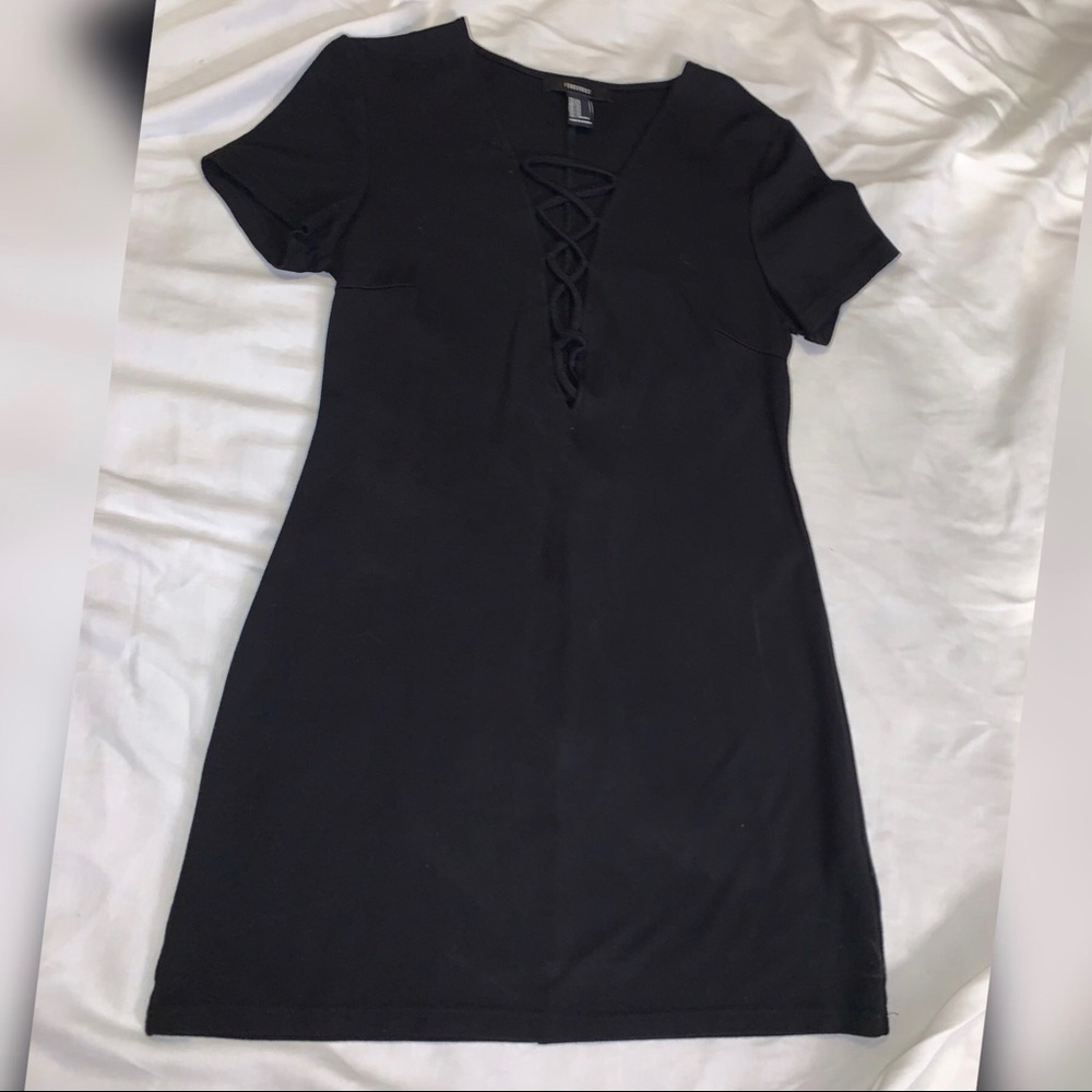 Black front lace up dress, Medium